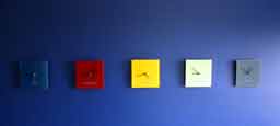Clocks on office wall
